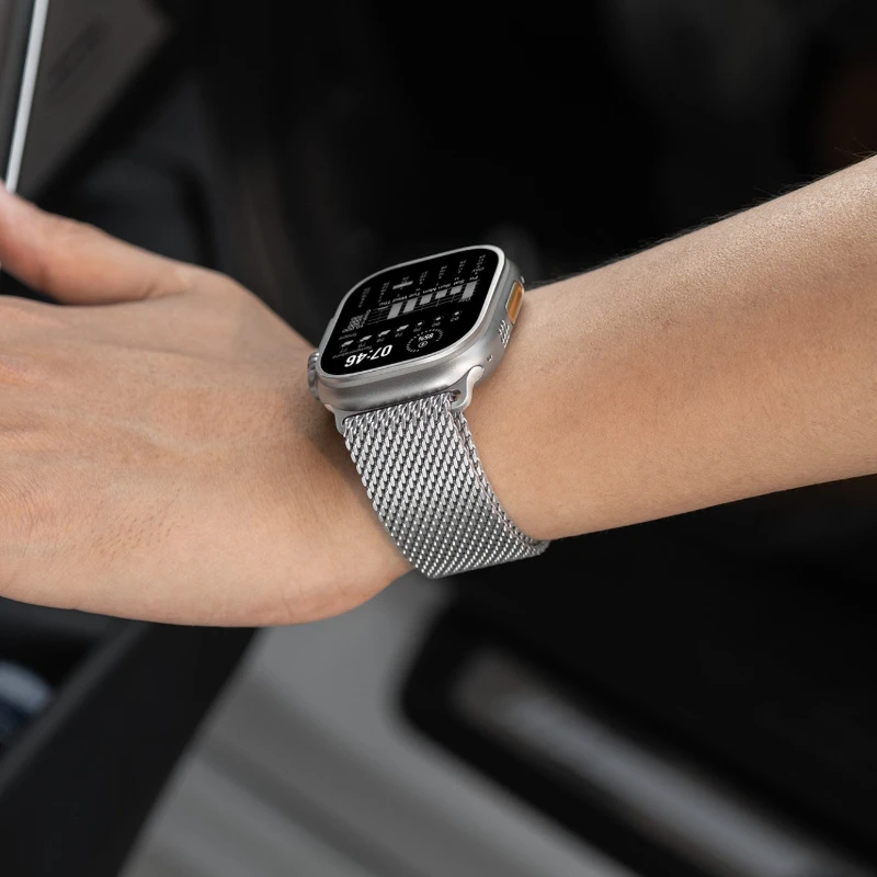 Tali Logam untuk Tali Jam Tangan Apple 49Mm 46 42 44 40 38 41 45Mm Gelang Lingkaran Milan IWatch Seri 10 9 8 Se 7 6 5 4 Ultra 2