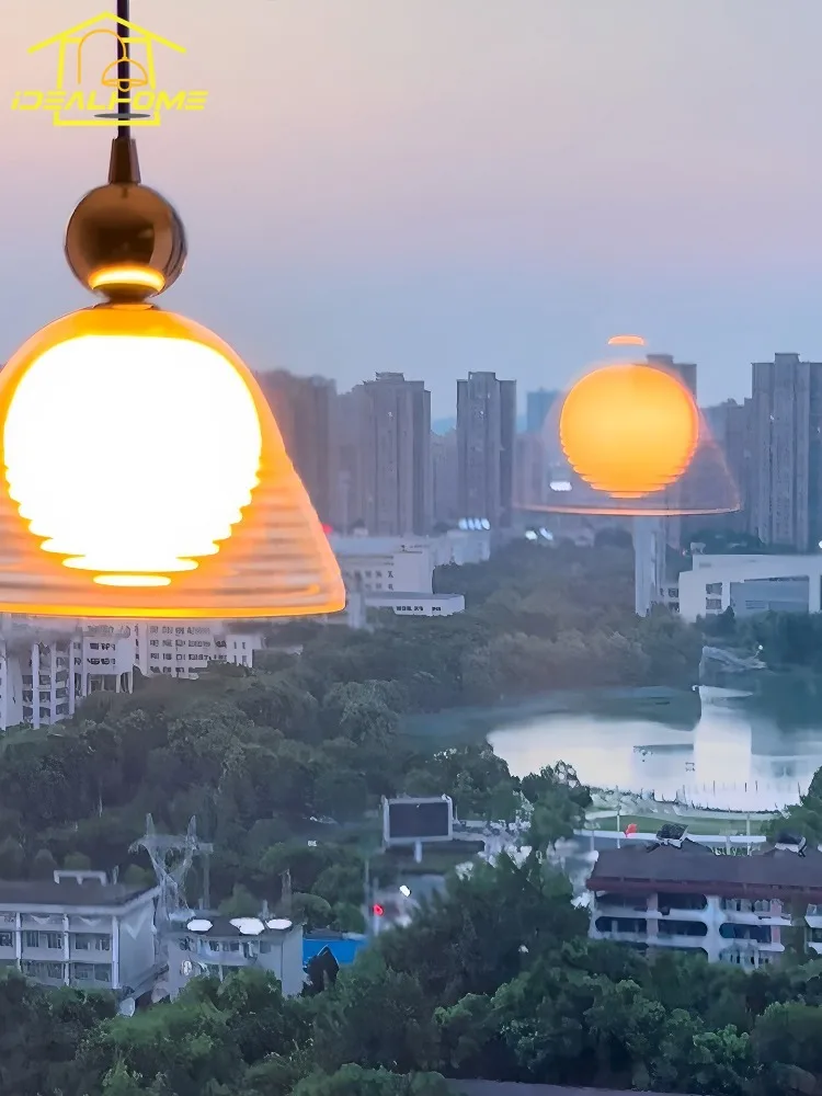 Bauhaus Sunset Glass Pendant Lights LED G9 Simple Modern Light Fixtures Balcony Bar Restaurant Bedroom Study Bedside Studio Cafe