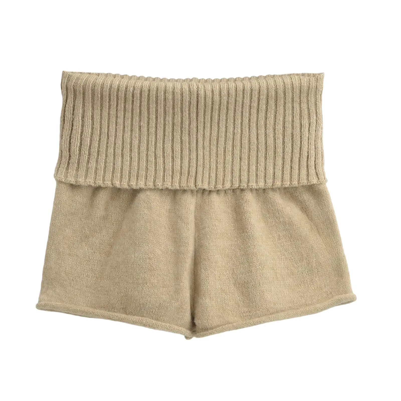 Sweet Sle 로우 허리 니트 오르트 바지 여성 캐주얼 루즈핏 다리 길어지는 턴 업 카프리 바지 중국 생산