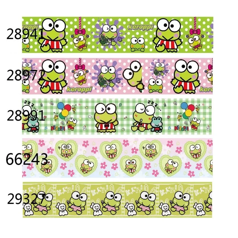 

(10yards) KEROKERO KEROPPI Ribbons Printed Sanrio Cartoon Grosgrain Ribbon for Hairbows Sewing Accessories Craft Materials Gifts