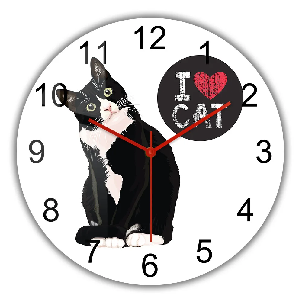 

I Love Cats Domesticated Cat Breed Maine Coon Wall Clock For Kitty Lover Bedroom American Longhair Cat Kitten Silent Wall Clock