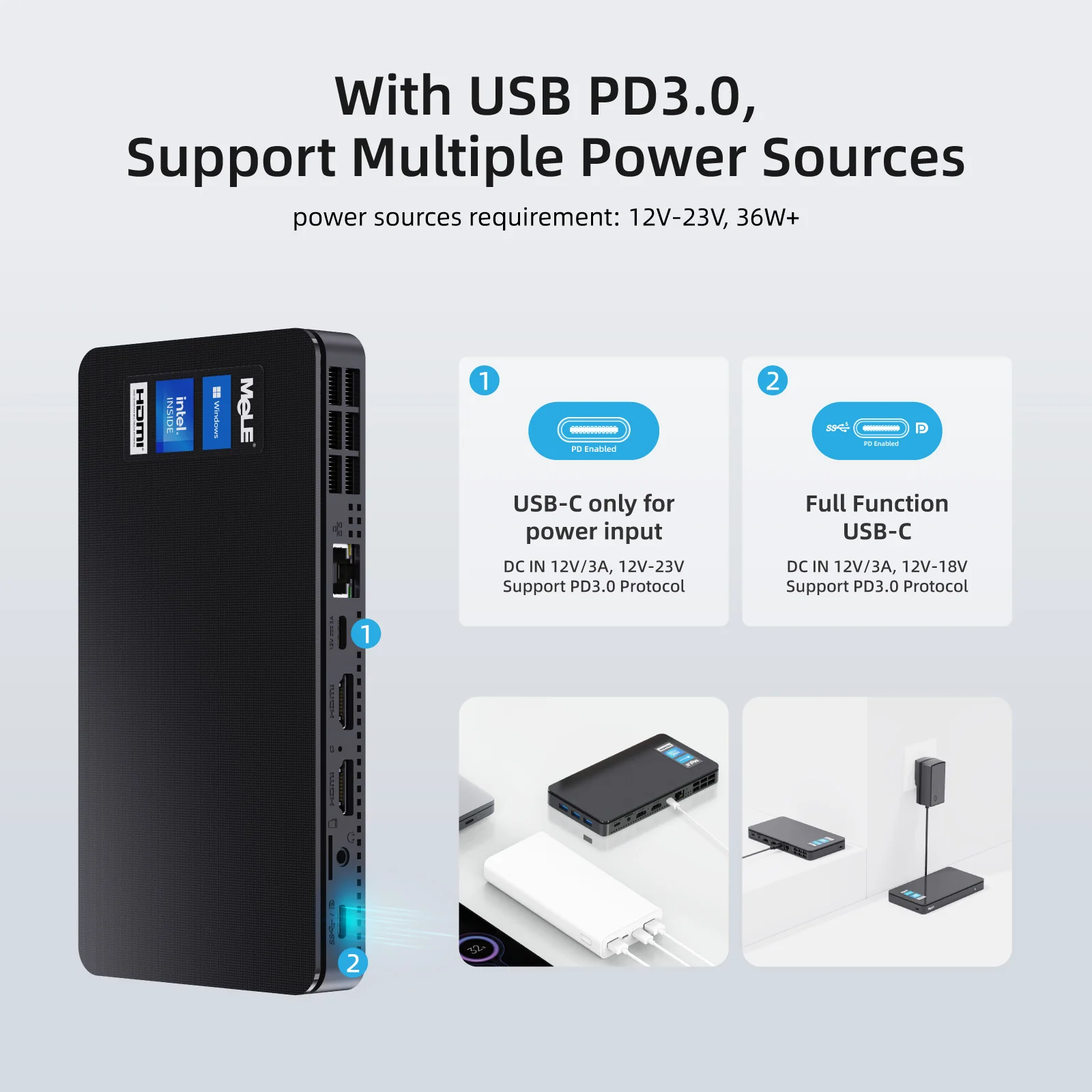 Imagem -05 - Mele-slim Mini pc N95 32gb 512gb Windows11 Micro Computador Desktop Pequeno Industrial Tela Tripla Usb-c Overclock4c Wifi6