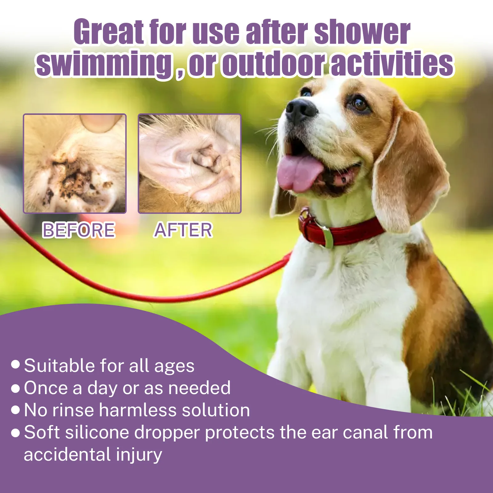 Pet ear cleaning solution cats and dogs relieve ear odor, clean earwax and wash ear drops.