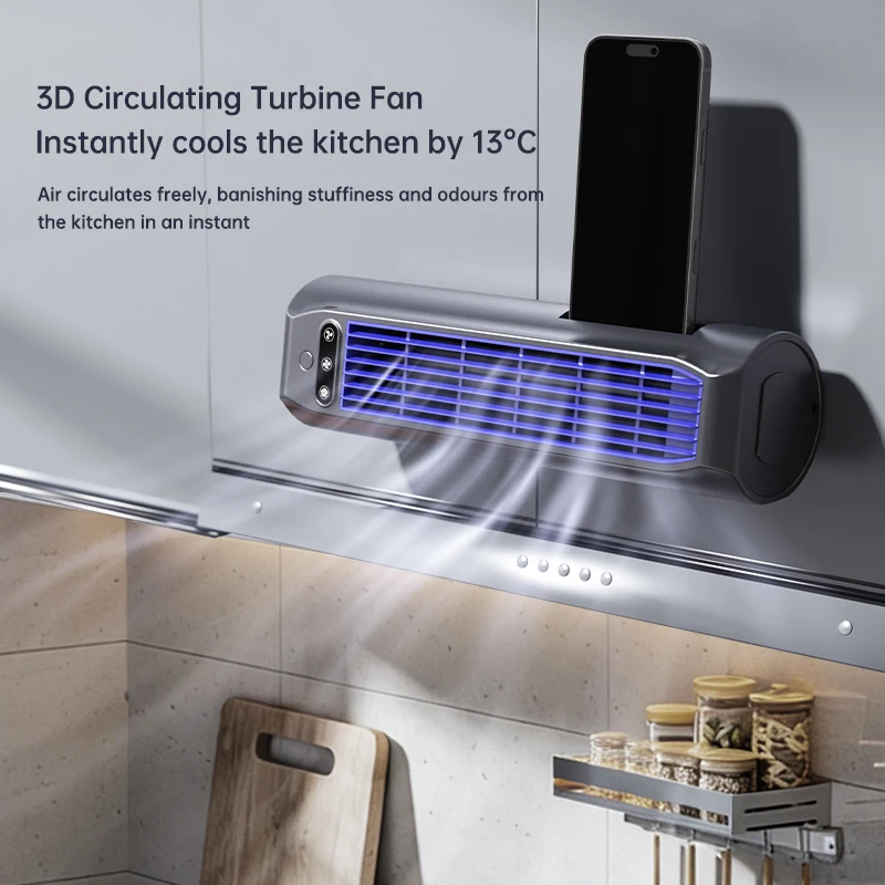 Portable Wall-Mounted Bladeless Tower Fan, 3 Speed Quiet Cooling Desk Fan, 2-in-1 Fan & Phone Stand, Multi-Scene Applicable image 4
