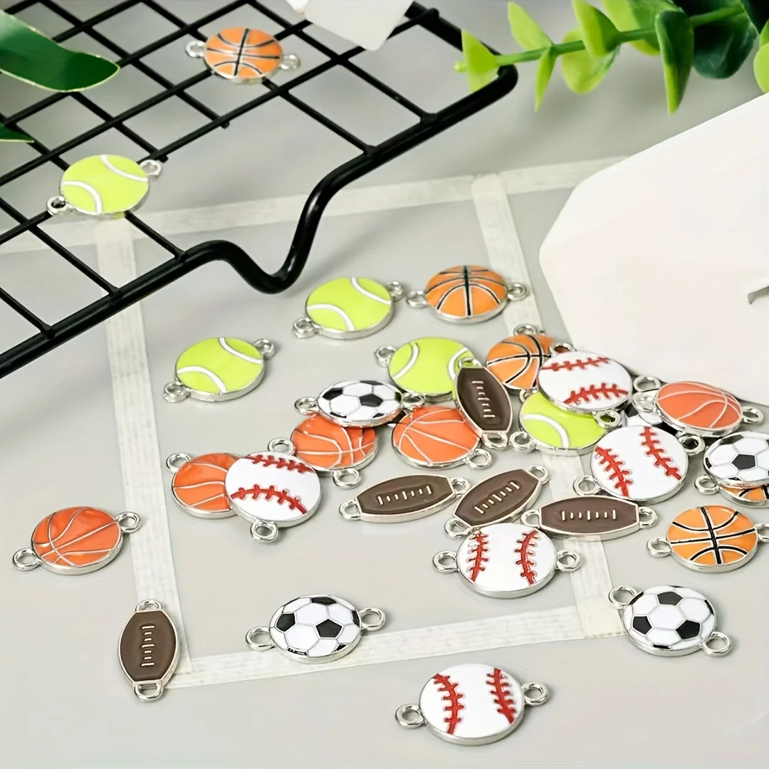 Dijes de aleación de béisbol, fútbol, Rugby, súper cuenco, tema deportivo, colgantes de Metal para bricolaje, artesanía, collar, pulsera,