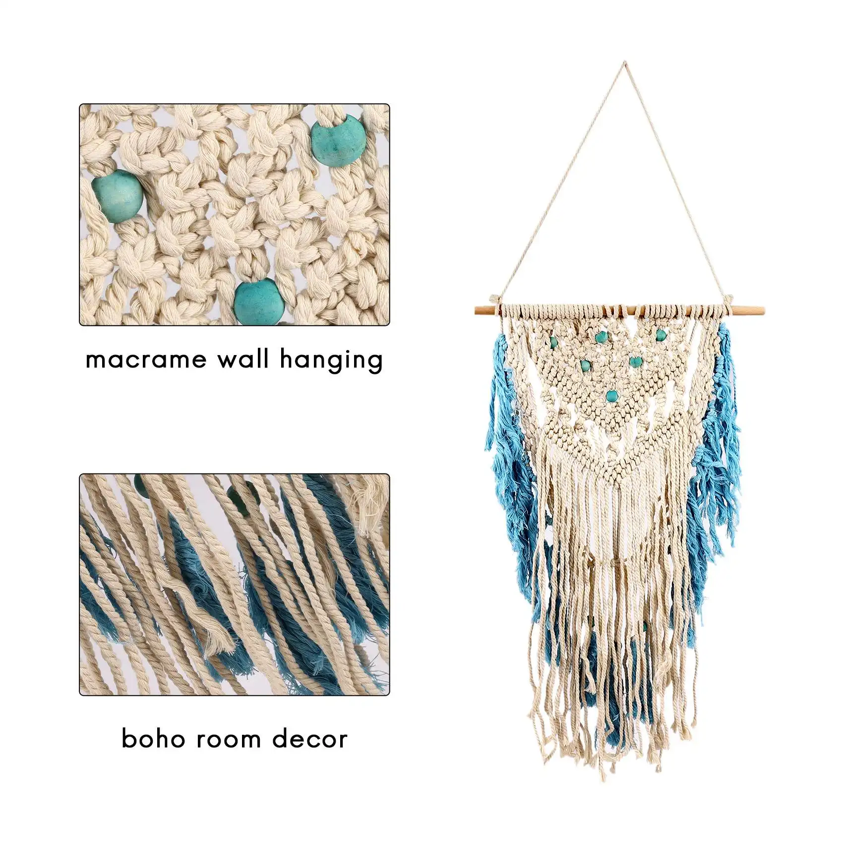 Wall Hanging Macrame Curtain Bohemian Hand Woven Tapestry Perfect Door Curtain Macrame For Bedroom Decoration 45 X 75Cm