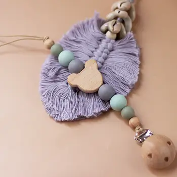 Dřevěný personalizovaný řetízek na dudlík pro miminka s silikonovým korálkem, držák na bradavky, kousátko, přívěsek, dárek pro novorozence 10 nejlepší prodej Stuha LV - №7