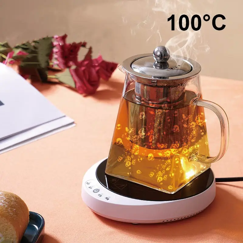 100 ° C Verwarmde Onderzetter Waterverwarming Houdt Warme Melk Koffiekop Verwarmde Basis Draagbare Theemaker 4 Versnellings Temperatuur Cup Warmer 200W