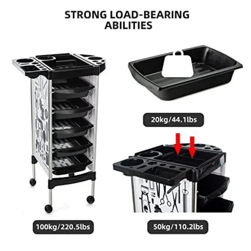 

Removable Organizer Cart, SPA Hair Auxiliary Trolley, Hairdresser Salon Equipment, Mobile Storage Unit with Wheels