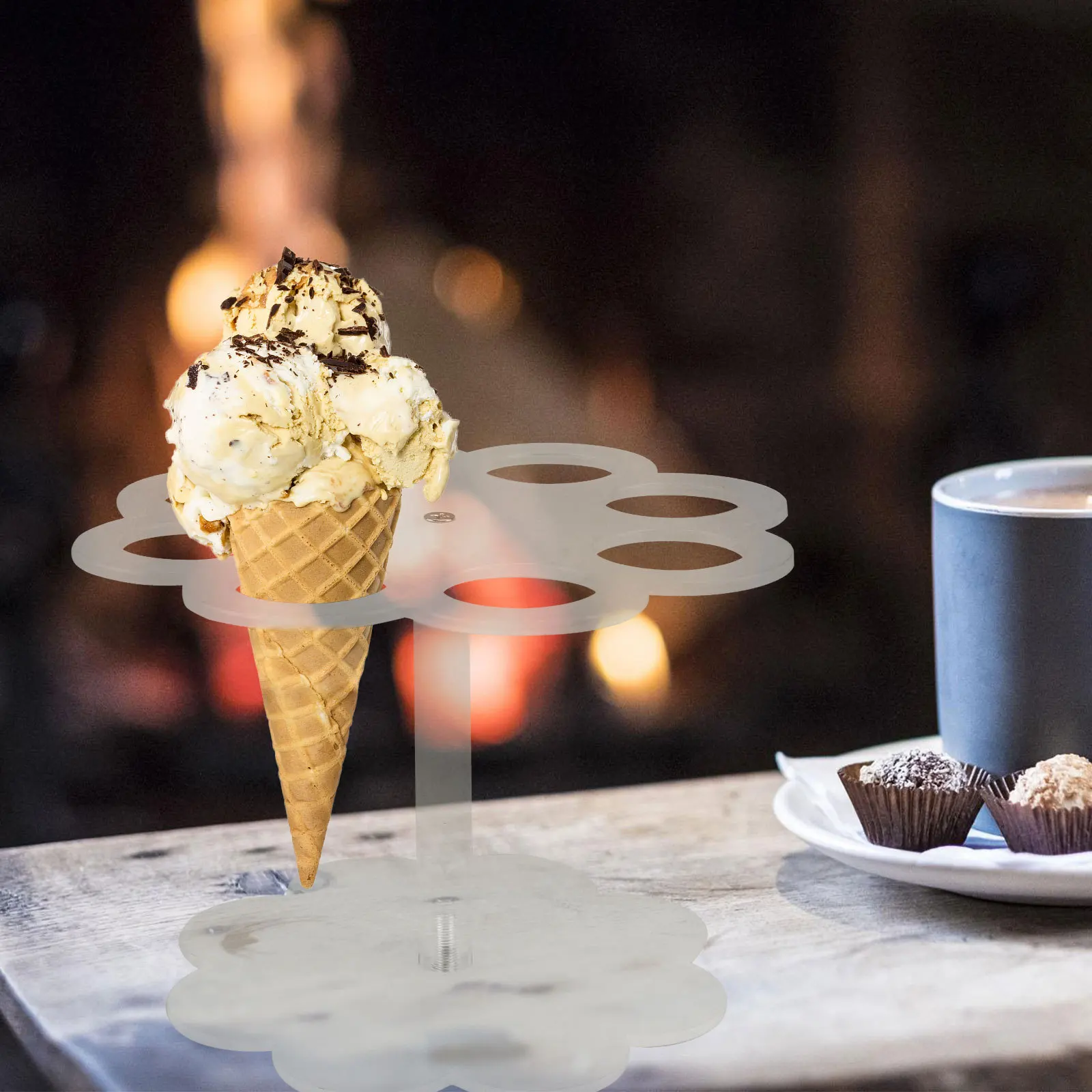 

1Pcs Transparent Ice Cream Rack 8-Hole Design for Mini Cones Popcorn Waffles Easy Install Portable Storage Ice Cream Rack