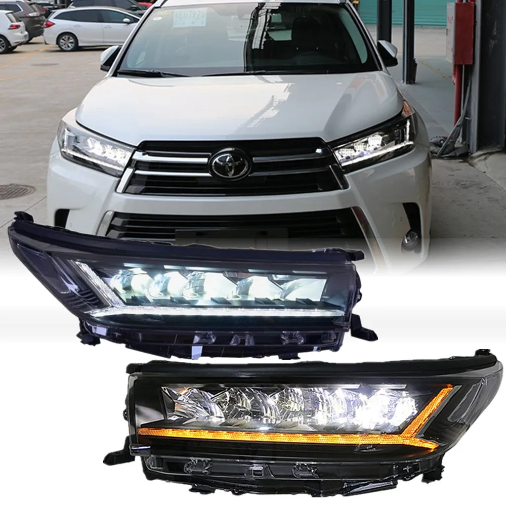 

2pc Car Led Headlights For Toyota Highlander 2018 2019 2020 2021 Front DRL Turn Signal Lights Headlamp Assembly Plug And Play