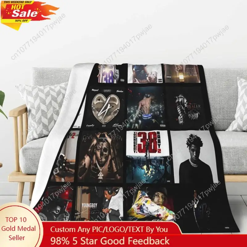 

Youngboy Blanket Album Cover for Fans Warm Cozy Flannel Blankets Throw Merch for Home Decor Bed Sofa Living Custom blankets