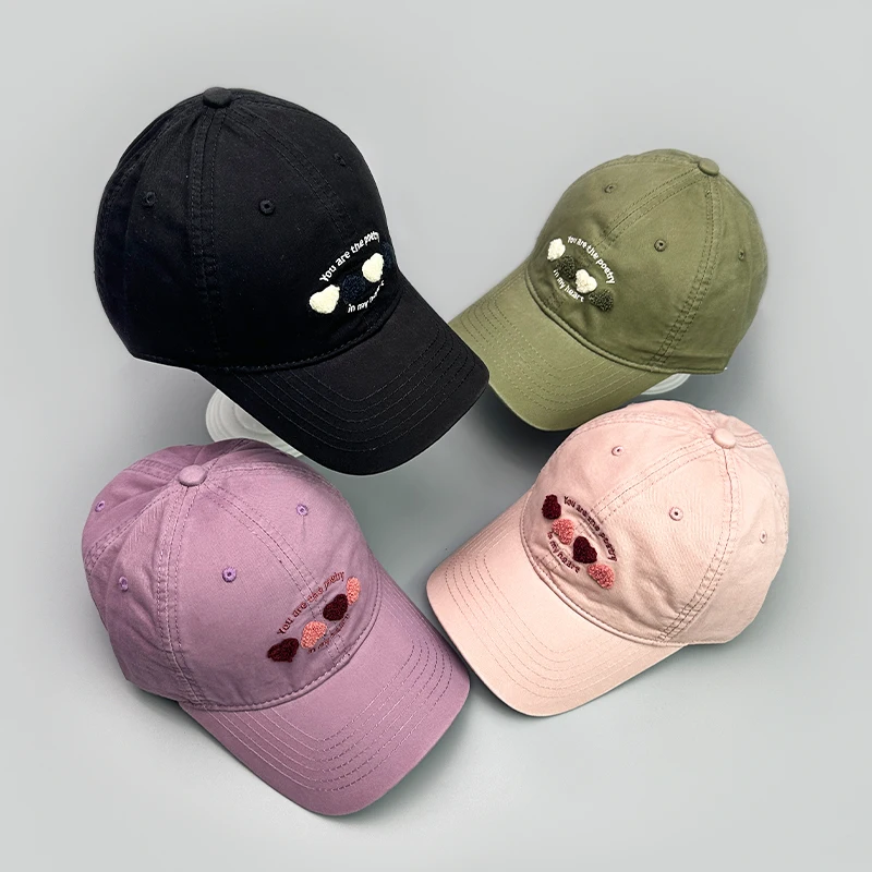 

Sweet Plush Love Letter Embroidery Baseball Hats New Women Korean Breathable Casual Sunshade Cute Versatile Fashion Peaked Caps