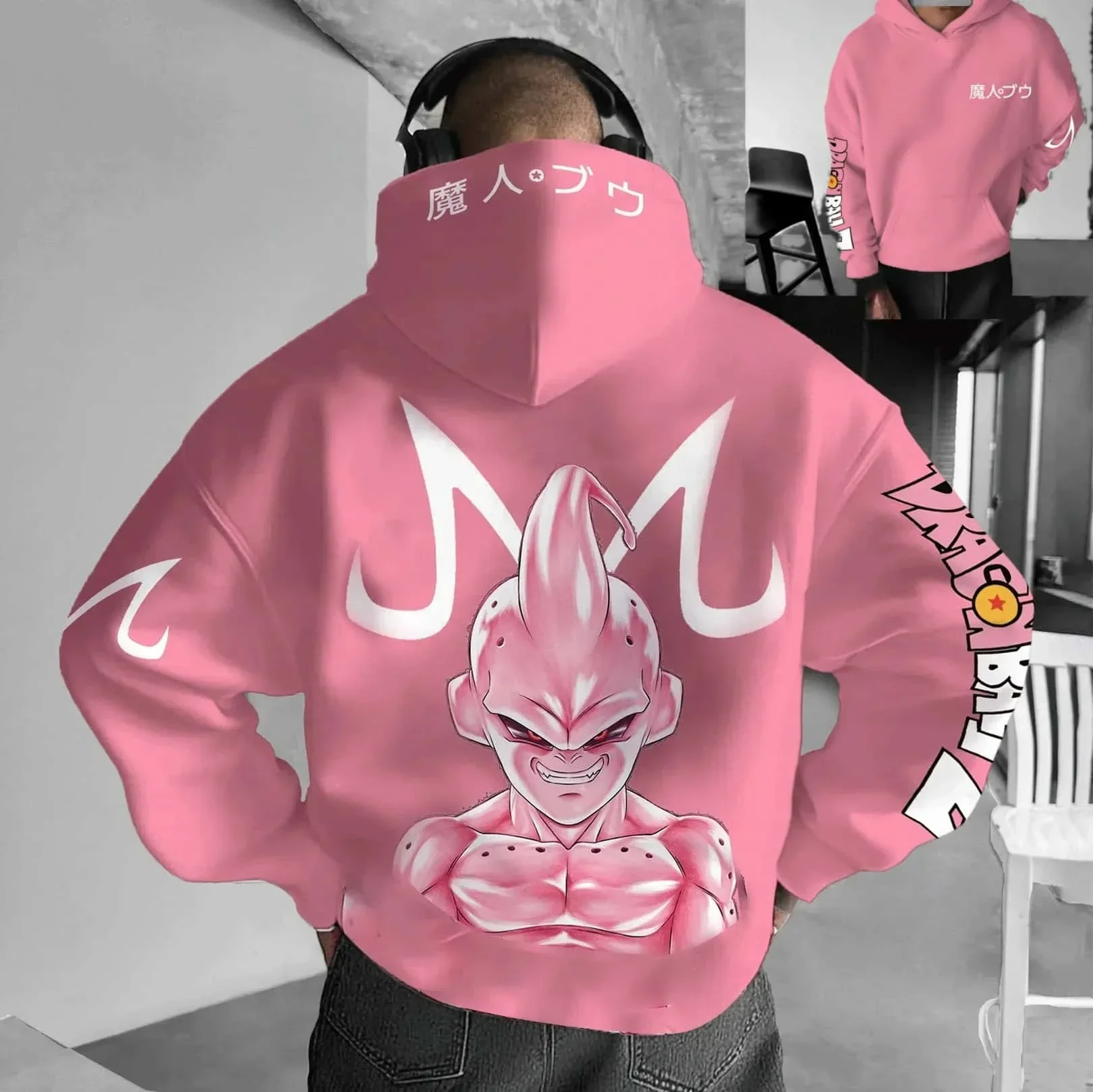 2026/26 Herbst/Winter Dragon Ball Super Dalian Hoodie aus Polyesterfaser, 3D-Druck, Eltern-Kind-Freizeit-Sweatshirt in Rosa – Detail 11