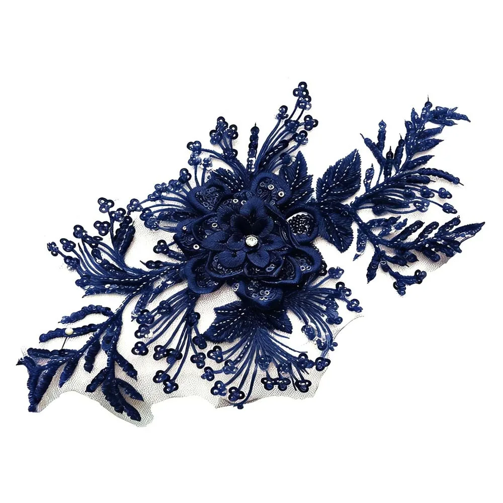 Colored Applique Lace Flower Stickers Flower Cloth Pieces Embroidery Accessories Wedding Dress Decorations Bead Accessories