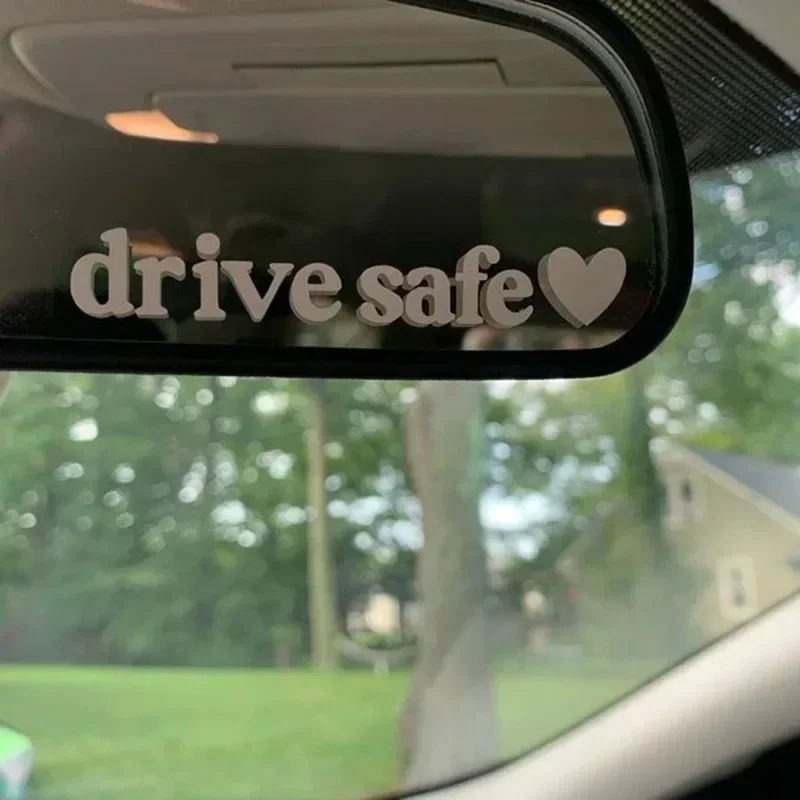 Drive Safe Tips Car Stickers Waterproof Love Heart Car Mirror Decorative Vinyl Stickers and Decals Simple Text Auto Accessories