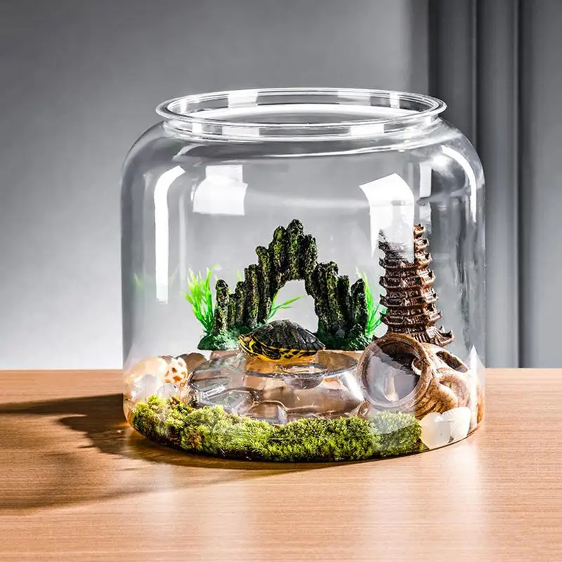 Tank For Turtles Transparent Turtle Aquarium Turtle Tank With Lid Turtle Terrarium Tortoise Enclosure With Removable Cover For