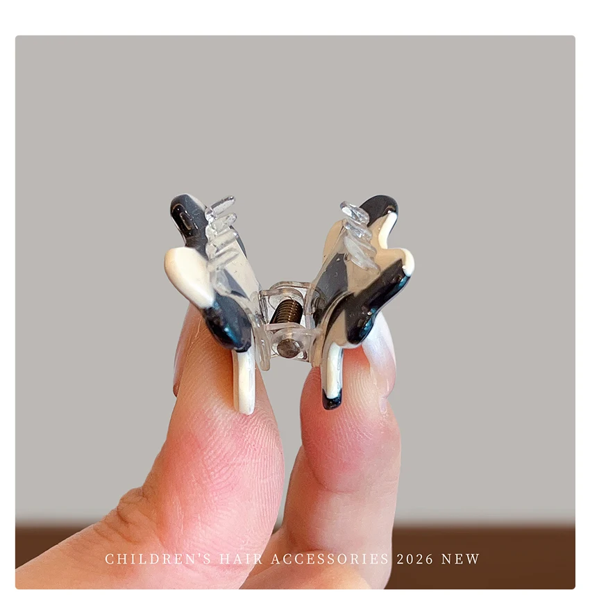 Niedliche Mini-Haarklammern in Schwarz-Weiß für Mädchen, Frauen und Kinder, in Form von Herz, Stern, Quadrat, Blume und Bär, kleine Haarspangen, Haar-Accessoire-Set – Detail 4