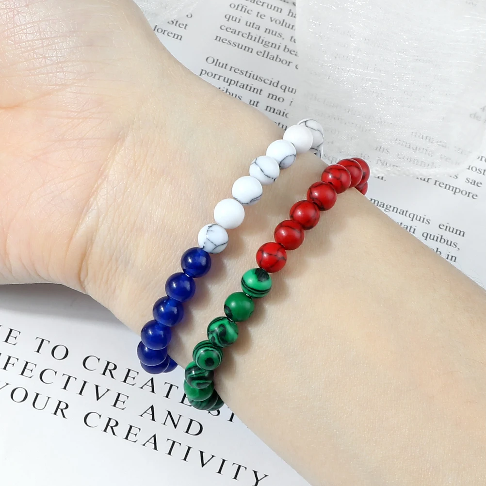 Classic Natural Stone Palestine Flag Bracelet Men Women National Flag Beads Bracelet Christmas Prayer Beads Worship Jewelry Gift - view 2