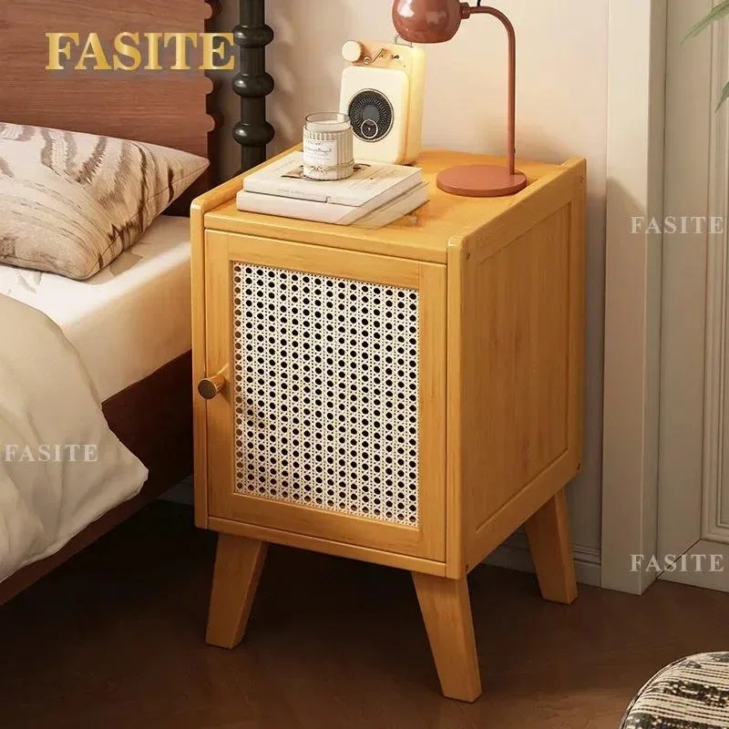 For Small Household Plastic Rattan Bedside Table Light Luxury High Grade Storage Rack Cabinet Rental Room Organizer