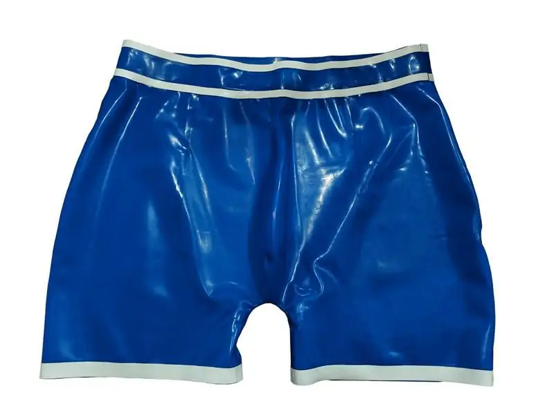 

Fetish 100%Latex Boxer Rubber Shorts Nevy Blue Casual Loose Beach Swim Pants 0.4mmS-XXL