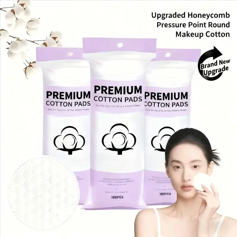 50/100/1080 個 100% コットン メイク落としパッド - 両面テクスチャ、強力な吸収力、肌に優しく、優しいフェイシャルクレンジング