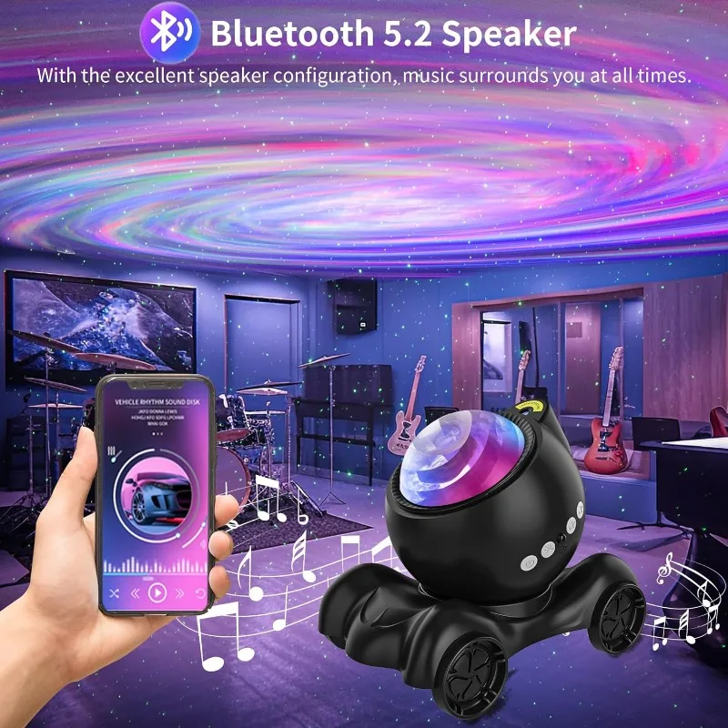 Galaxy Projector, Star Aurora Projector Built-in Bluetooth Speaker, Night Light for Kids Adults