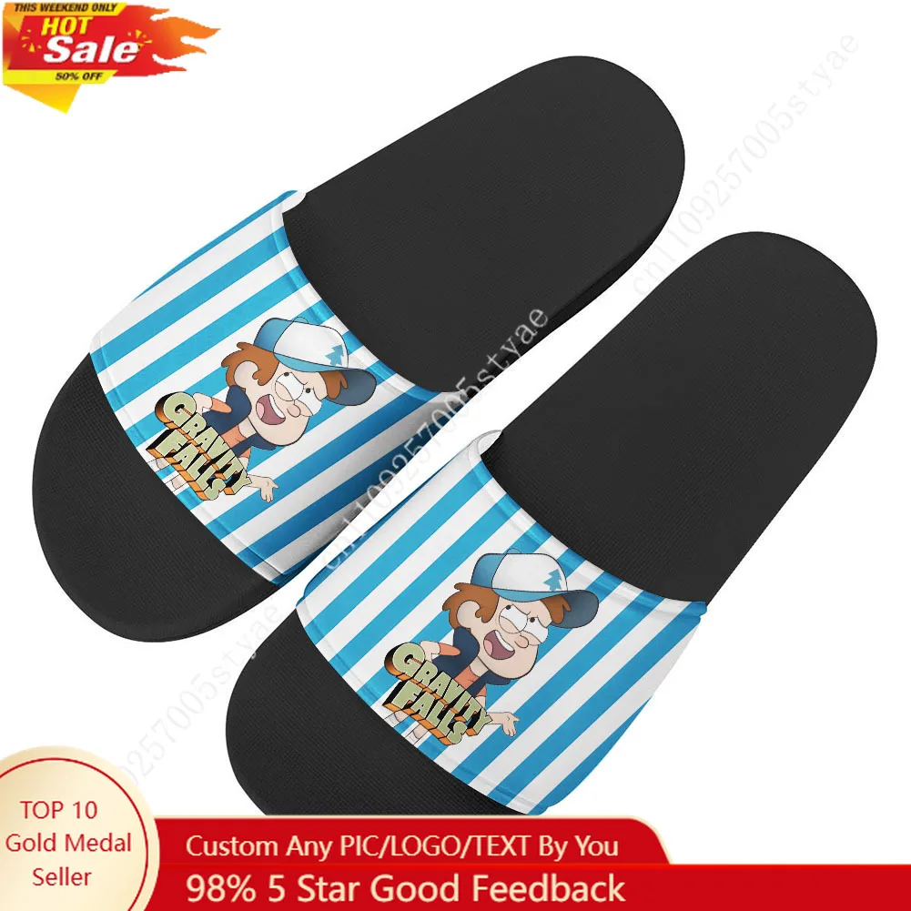

Dipper Pines House Slippers Disney Cartoon Movies Decoration Sandals Design Your Photo Text Logo Holiday Gifts Custom Shoes
