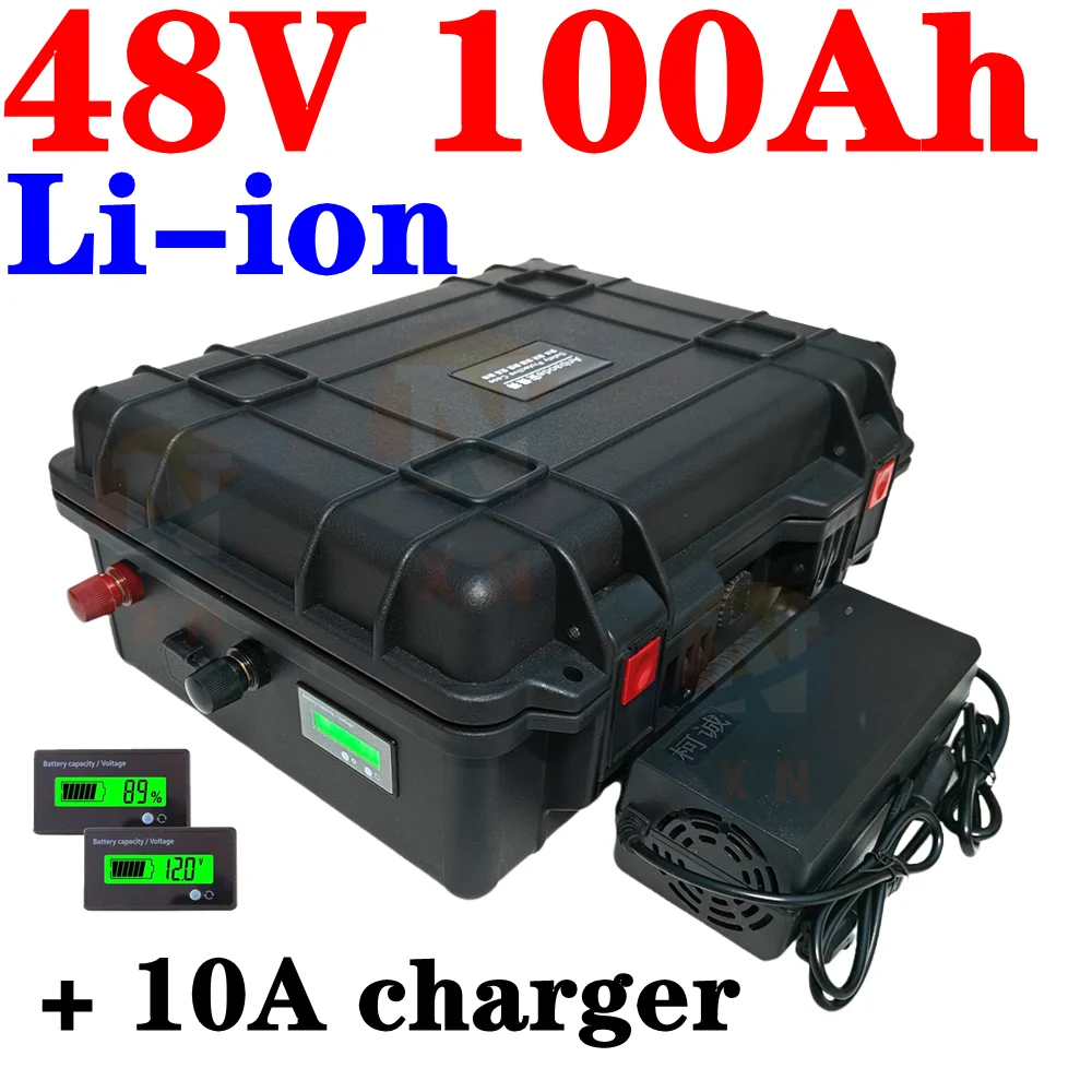 Agli Ioni di Litio 48V 100AH Небатарейный 48V 200AH Li Ion Bms на 4500 Вт Скутер Bici ev Гольф-кар Инвертор Solare + 10A Carica