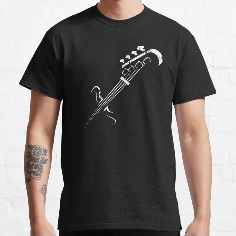 Bass Guitar Silhouette Graphic T-Shirt for Music Lover Bassist Rock Music Unisex Short Sleeve Tee Vintage Musician Casual Tops