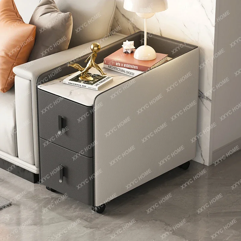 

A Light luxury rock slab solid wood edge few living room movable corner few