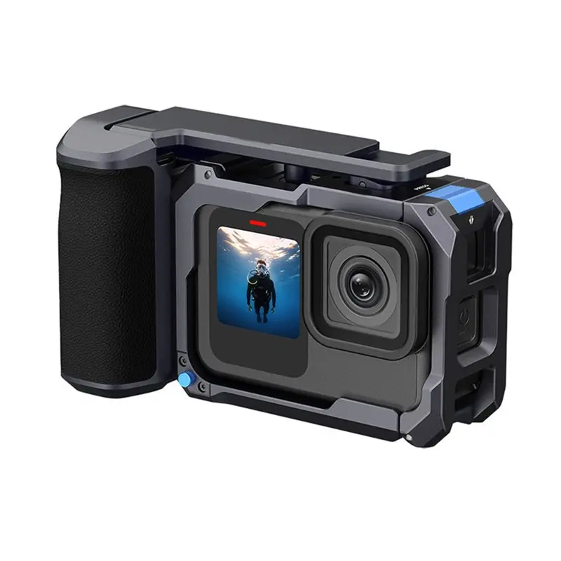 

AS95-Hand Grip Aid Remote Control Kit Cage For Gopro 13 12 11 Dual Cold Shoe Adapter Vlog Handle Stabilizer Mount B