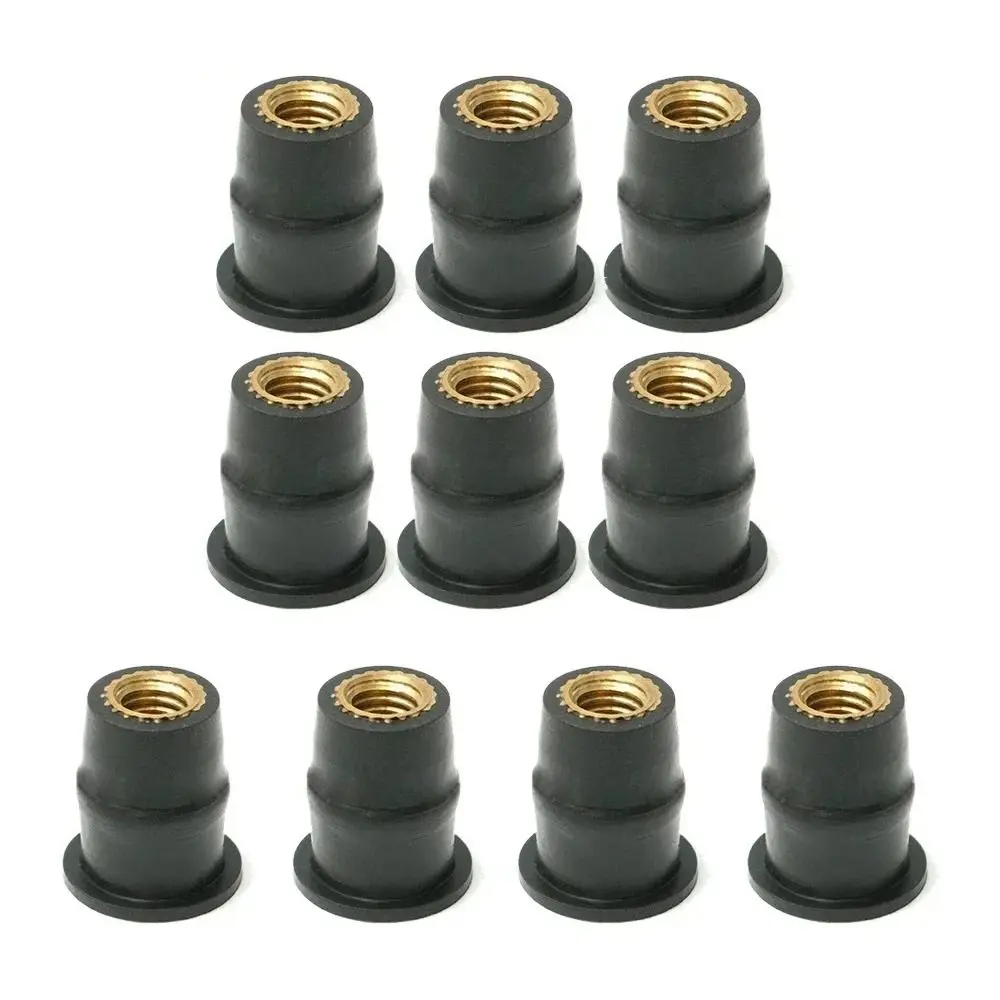 10Pcs Universal Motorcycle Windscreen Nuts Brass M5 Windshield Bolts Screws Rubber Nut Fastener