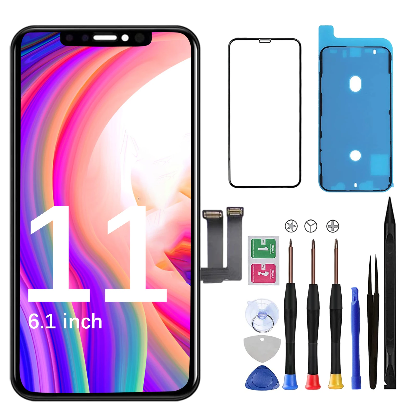 Screen Replacement for iPhone 11 6.1-inch LCD Touchscreen Digitizer Assembly with Tools, Screen Protector & Adhesive