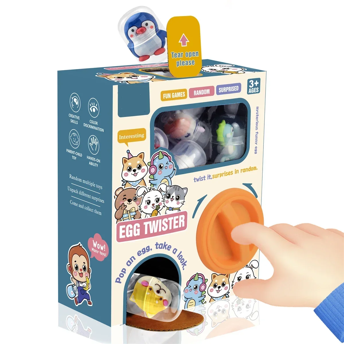 Popular Kids Toys Gashapon Machines with 6pcs Random Capsule Toys Egg Twisting Machine Cardboard Box Surprise Blind Box