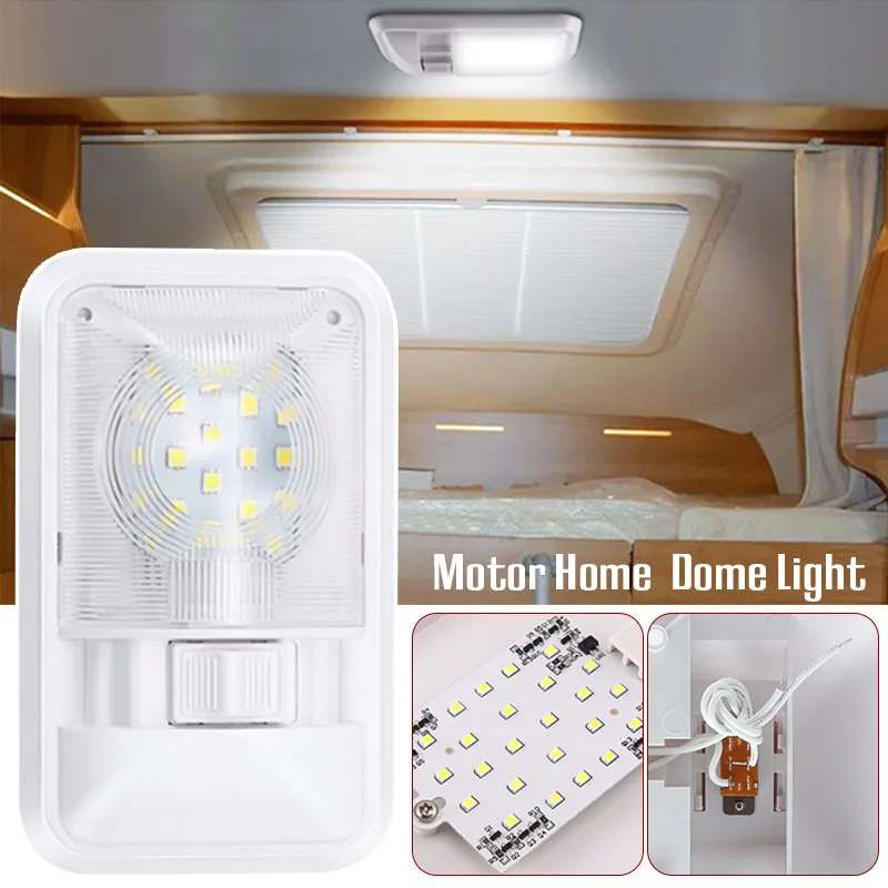 Hot Sale! Highlight LED RV Ceiling Lamp Adjustable 12V/24V Interior Double Dome Light Truck Boat Car Camper Caravan Accessories