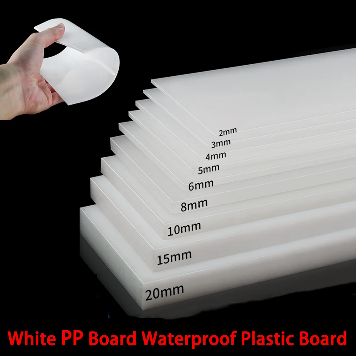 

1Pcs Thickness 1-12mm White Polypropylene PP Plastic Sheets Plate 100x100 200x200 300x400 400x400 Acid And Alkali Resistant