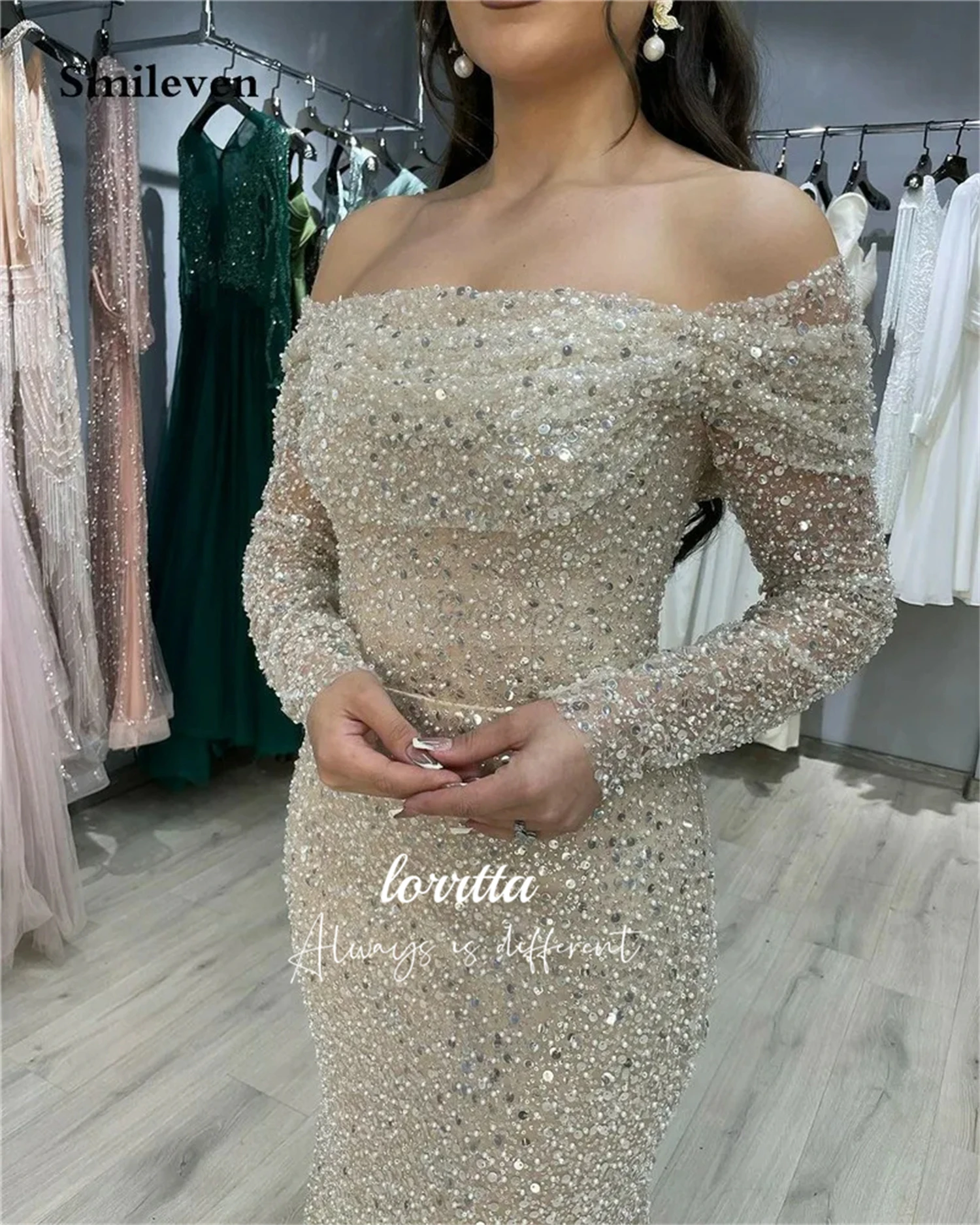 Grace Bead Embroidery Fabric Mermaid Ball Gown High Quality Luxury Dress Customized Weddings Luxurious Turkish Evening Gowns