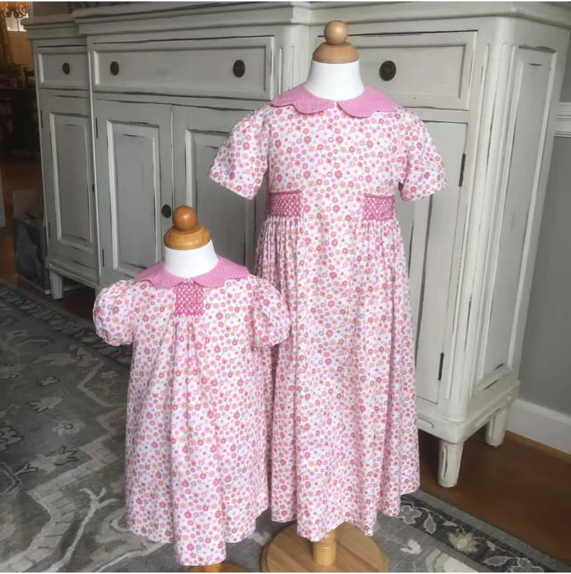 

0-12Y Baby Girl Summer Flower Handmade Embroidery Smocked Pink Floral Vintage Turkish Princess Dress for Party Photography A165