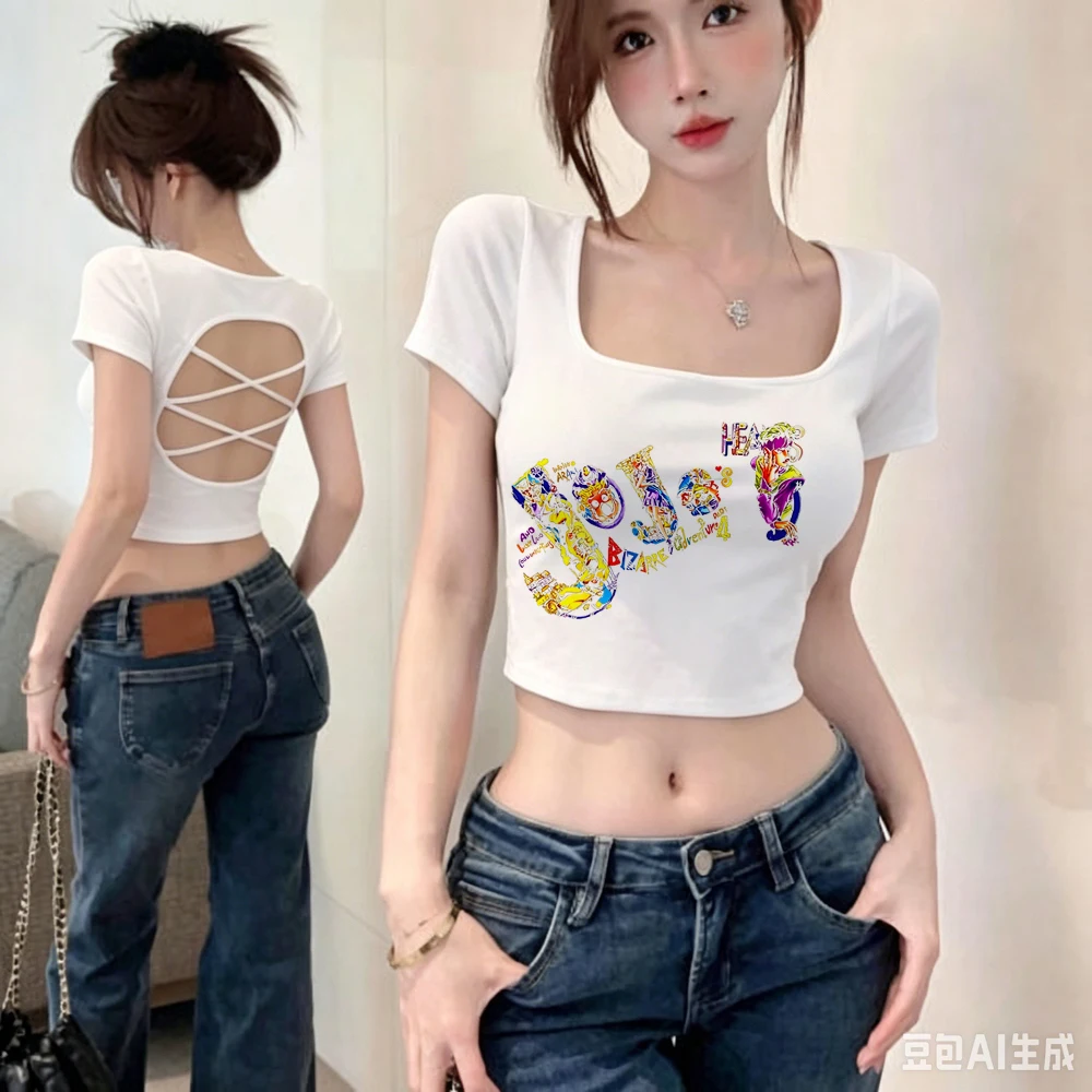 Jojo's Bizarre Adventure cropped top female cute grunge meme kawaii shirt anime goth graphic gyaru meme