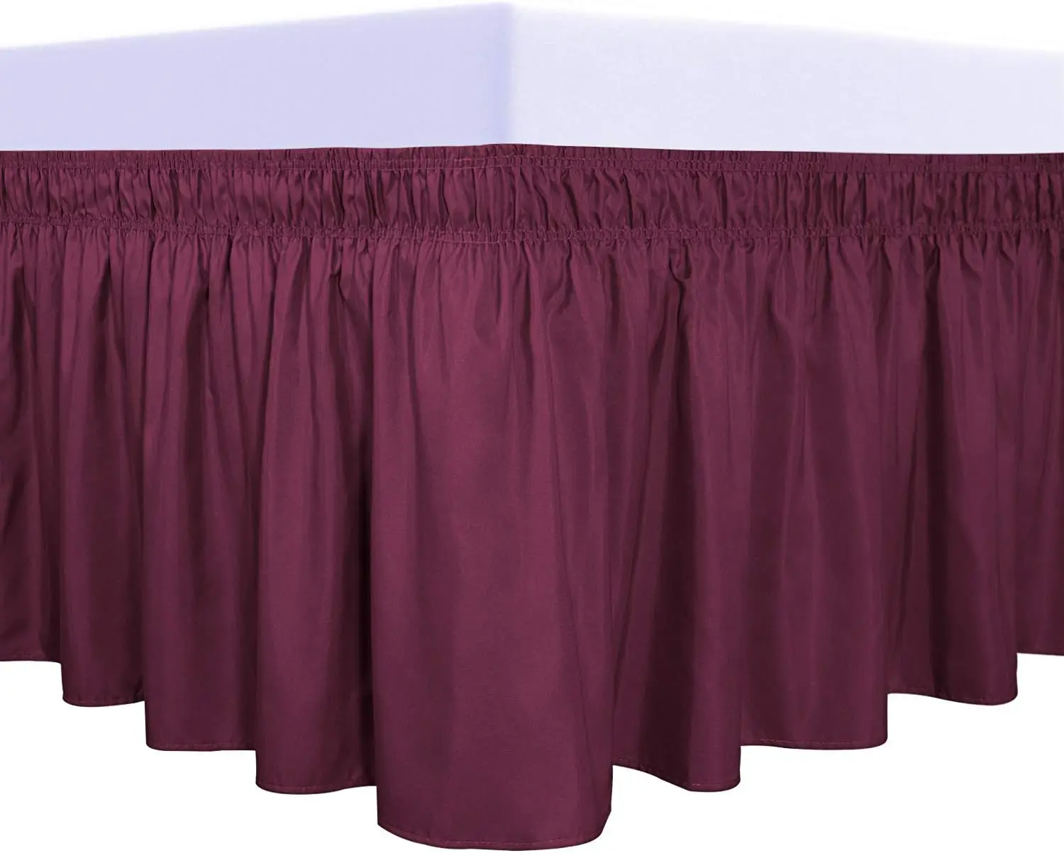 Wine Wrap Around Ruffled Bed Skirt with Adjustable Elastic Belt King - 17