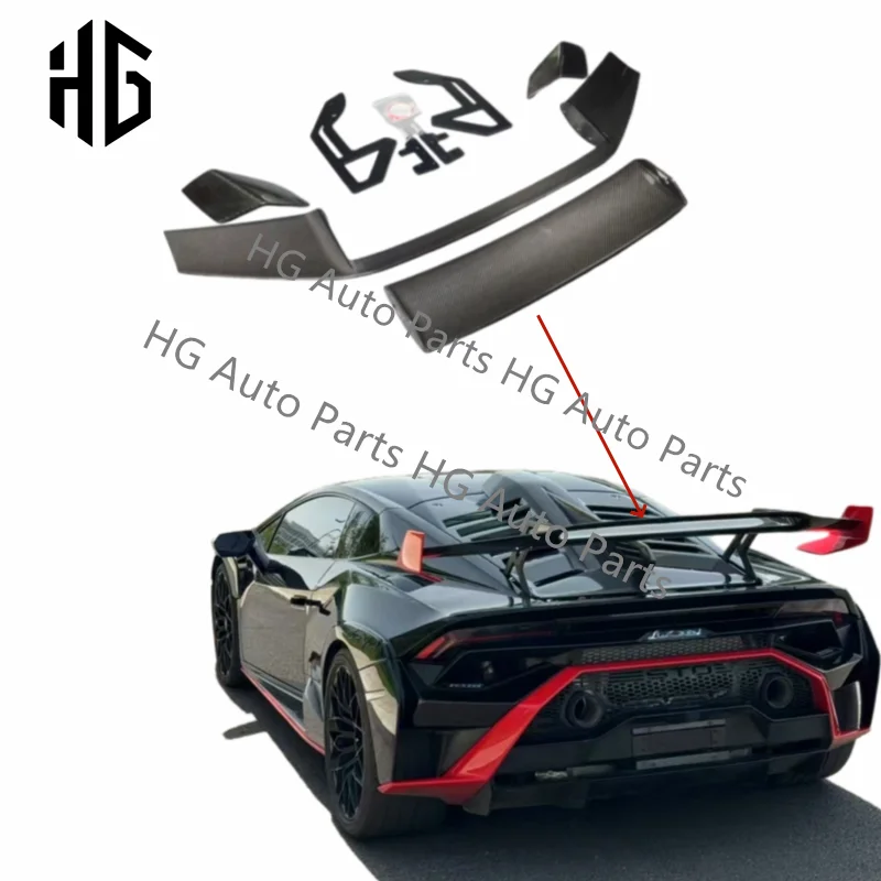 

Top Quality STO Style Dry Carbon Fiber Car Replacement Rear Spoiler Trunk Wing For Lambo Huracan LP580 LP610 EVO Carbon Spoilers