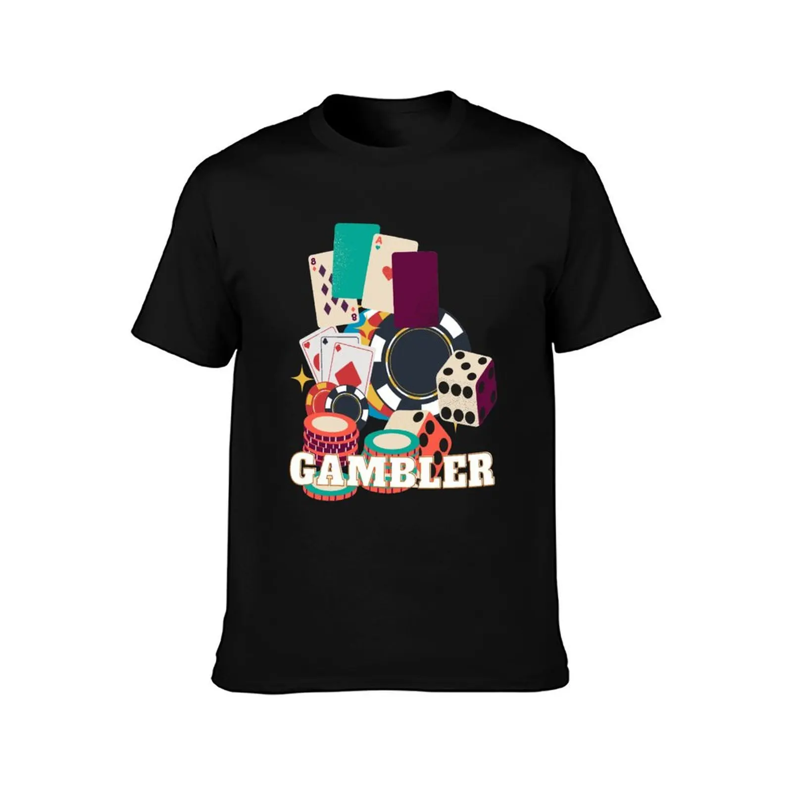 Gambler - Cards, Chips, Dice, Casino Set T-Shirt Comfortable Workout Short Sleeve Shirt T-Shirt