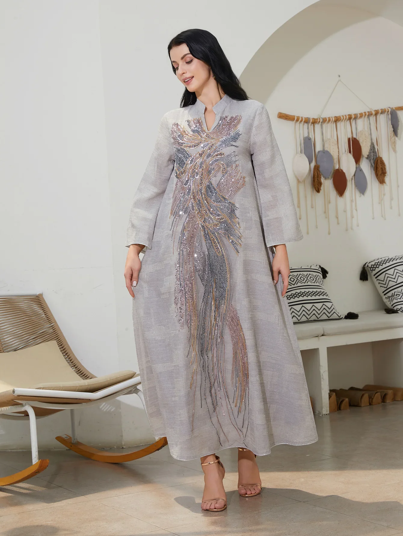 عباية عيد للنساء فستان إسلامي شبكي ترتر دبي فيستدوس لارجوس فساتين طويلة قفطان عربي رداء حفلة قفطان جلابية رمضان 2026