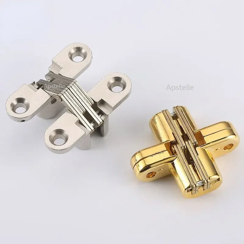 1PCS Invisible Concealed Cross Door Hinge Bearing 180D with Screw for Folding Door Window Furniture DIY 1pcs Hidden Hinges