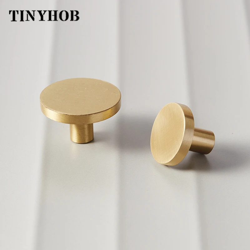 Round Brass Dresser Knobs Drawer Pulls Handles Cabinet Door Knob Handle Simple Gold Kitchen Hardware Pull