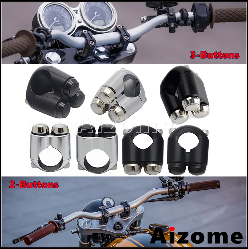 

Universal Retro Motorcycle 7/8" 22mm Handlebar Switch Aluminum Self-locking & Momentary Plush 2-3 Buttons Cafe Racer Switches