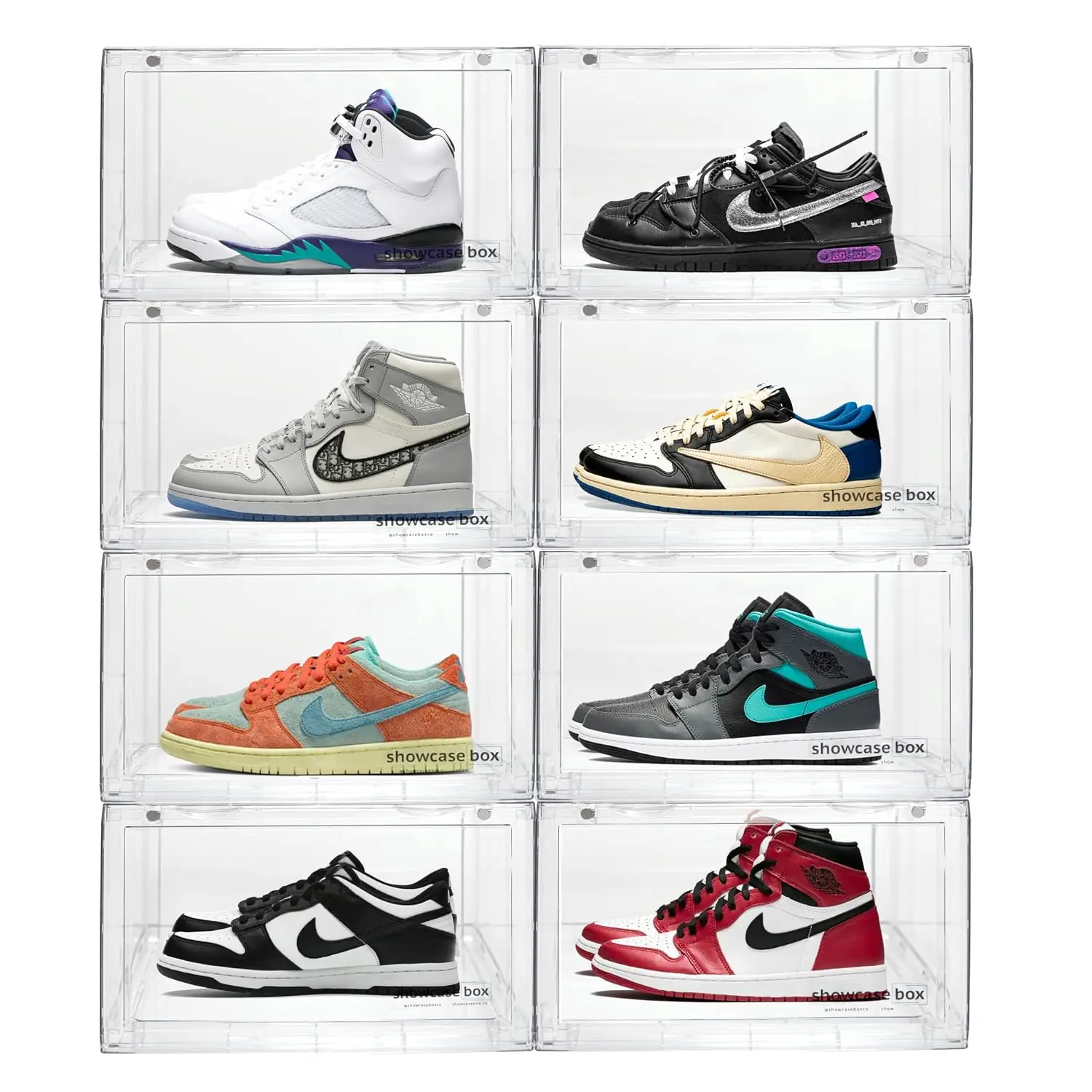 Shoe Storage Box Clear Plastic Stackable, Sneaker Display Case & Closet Organizer, 8 Pack, Customized