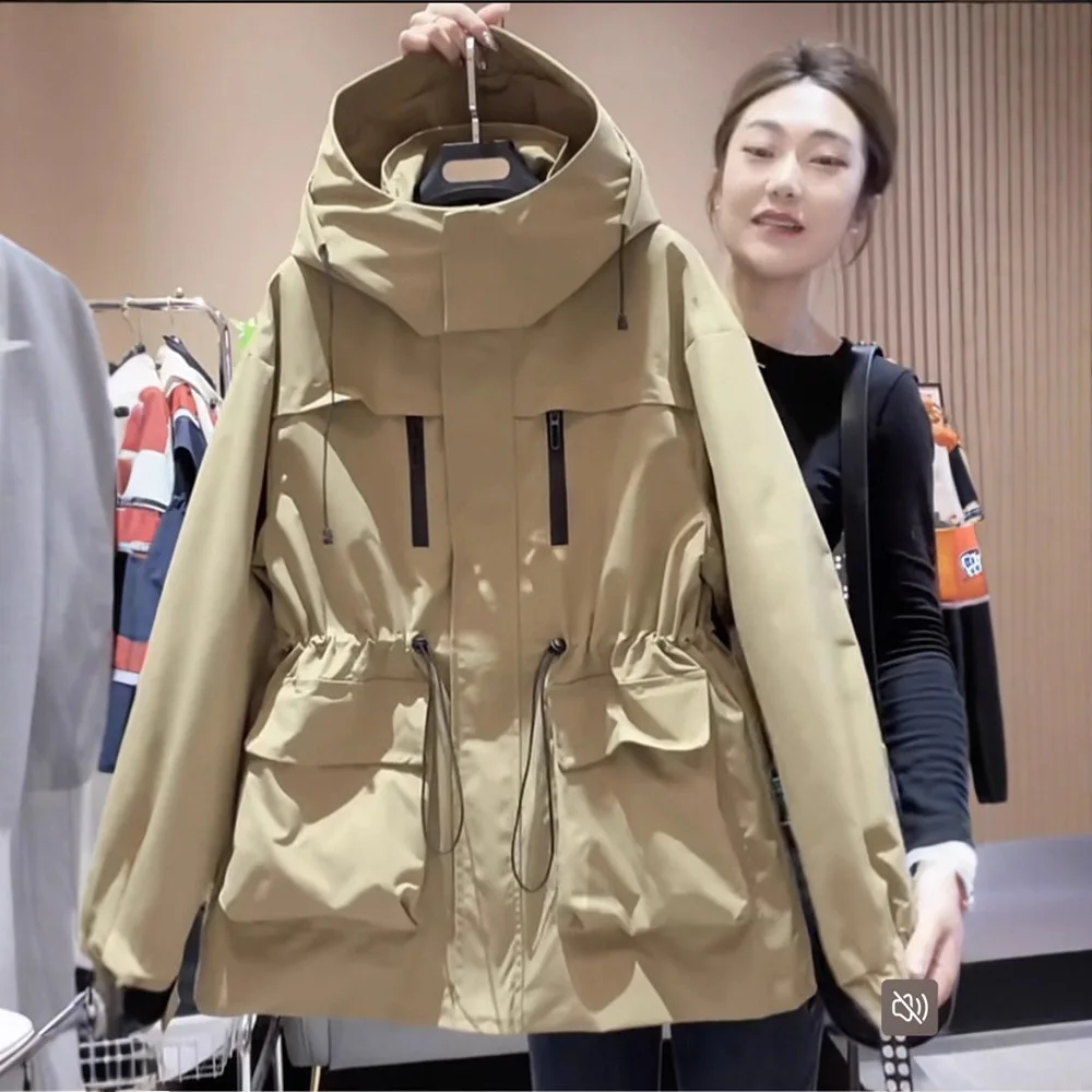 

Women's Trench Coat Medium-length Streetwear Lady Hooded Outerwear Casual Tops Windbreaker Outdoor Sports Spring Autumn