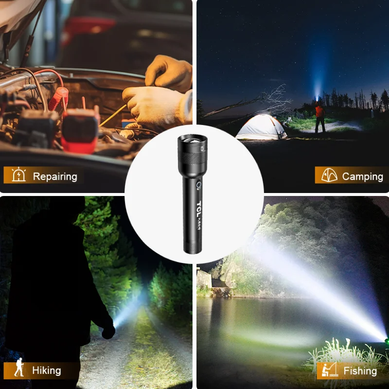 WARSUN X688 Zoom Outdoor Flashlight - 800Lm, IP45 Waterproof, Rechargeable, Telescopic Zoom